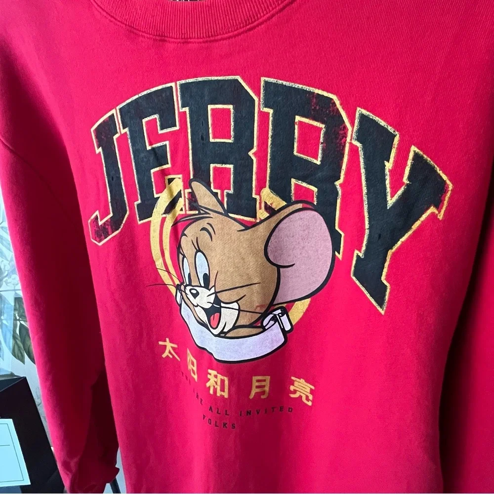 ｛Zara X Tom&Jerry｝ Crewneck Red Size M Pullover Oversize - Picture 3 of 8